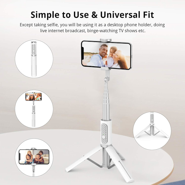 Tripod Monopod Bluetooth Teleskopisk 3 i 1 Udtrækkelig 270° Rotation TikTok til iPhone og Android, Videooptagelse, Livestreaming
