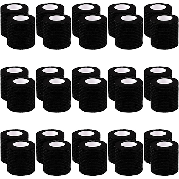 30 rullar (svart, 5 cm x 4,5 m) elastiskt självhäftande bandage självhäftande tejp sport självhäftande tejp för finger händer fötter handleder