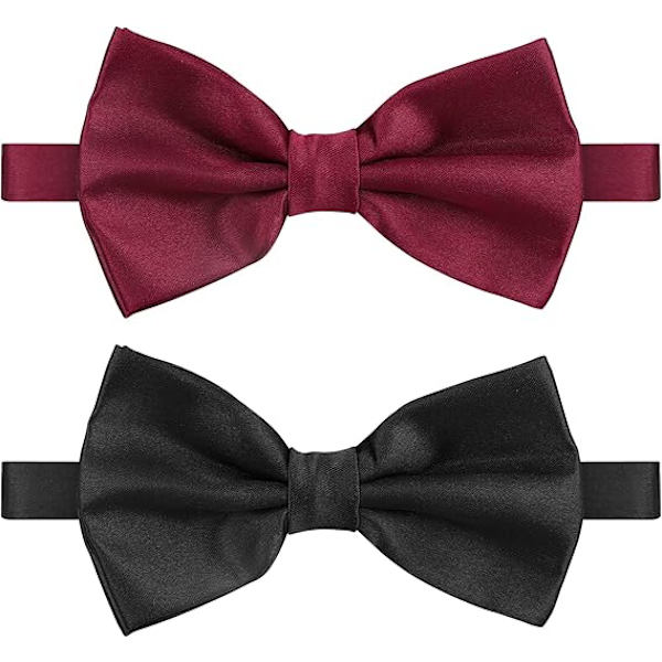 2-pack Herrar Slips, Svart och Röd Slips för Män, Justerbar Snygg Slips för Bröllop Fest Män och Pojkar Slips, 12cm