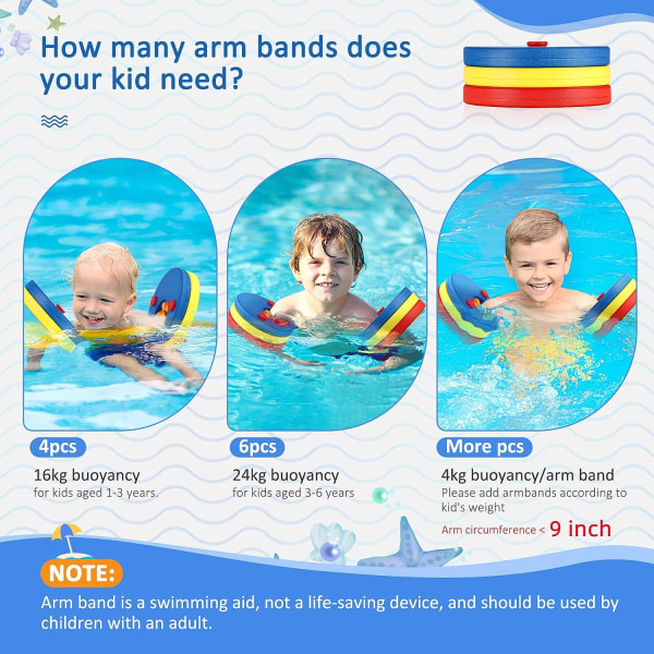 Barnens arm flytbricka (6 st/set), lär dig simma armring EVA skumhjälp, barns simarm band pool set, baby simning flytbricka barns a