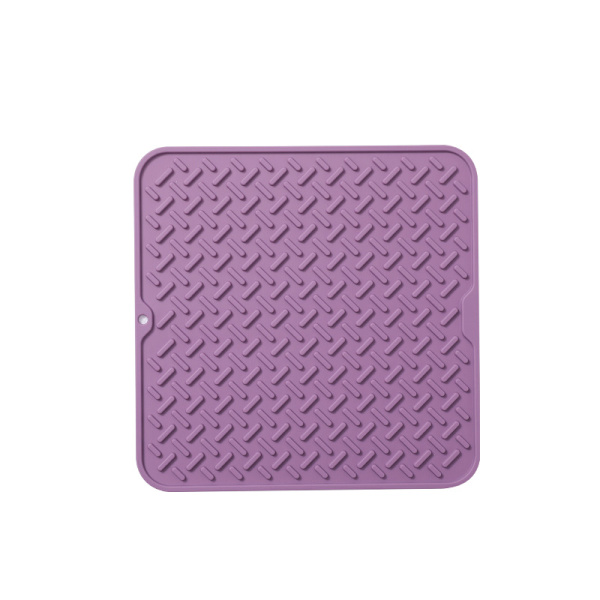 Silikoninen astiankuivausalusta, lämmönkestävä valutuslaudan alusta, liukumaton valutusmatto, alusta keittiön työtasoille, altaisiin, tippakaukalot, 11,8\" x 11,8\", violetti