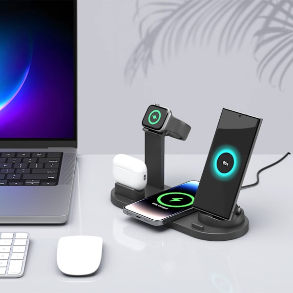 Trådlös laddningsbas - Multifunktionell 4-i-1 tillämplig för Apple Mobile Airpods iwatch trådlös laddning