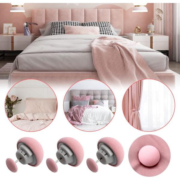 Täcke Fästklämmor, 16 st Duvet Cover Klämmor, Svamprunda Fästklämmor med Knappar, Sovrum Täcke Fästklämma Täcke Överdragsstift med Låda (rosa)