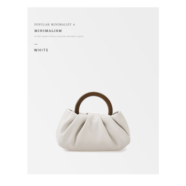 Vit-Nisch Design Sense Trähandtag Plisserad Molnhandväska Dam Ny Vår Sommar Sned Mini Väska Tide