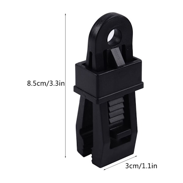 Presenningsclips 6 stk. Telt Teltclips til Camping Robust Låseclips, Sorte Teltstropper Plantestropper til markise, 8,5 3cm