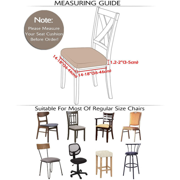 Jacquard-istuinsuojukset ruokailutuoleille, joustavat tuolin istuinsuojat, pestävät, irrotettavat ruokailukeittiön tuolin suojukset (beige, 6 kpl)