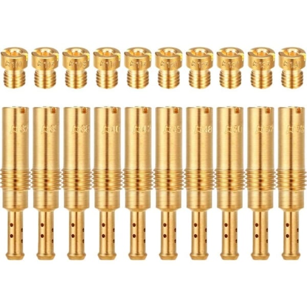 20 st Förgasarmunstycken Set (10 st Huvudmunstycken & 10 st Lågfartsmunstycken) PWK Keihin OKO CVK KOSO PE PWM Förgasartillbehör