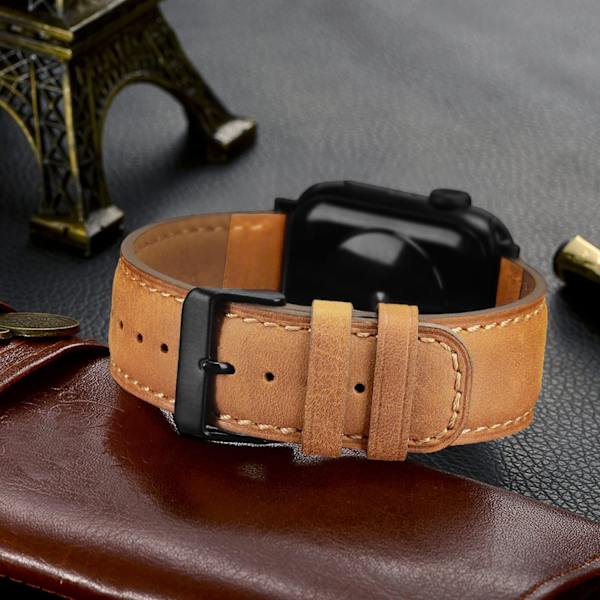 Yhteensopiva Apple Watch -rannekkeen kanssa - vaaleanruskea, 49mm 45mm 44mm 42mm nahkainen ranneke, yhteensopiva Apple Watch Ultra Series 8 7:n kanssa