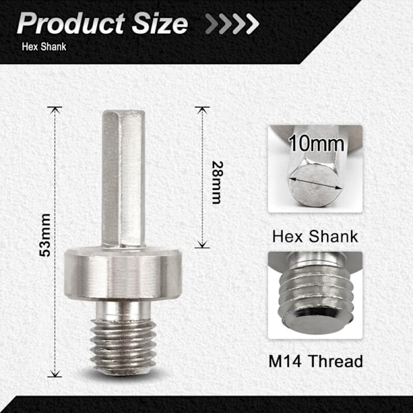 2 stycken diamantborradapter - M14 10mm gänga hexagonal sågtiger diamanttankadapter för elektrisk handborr