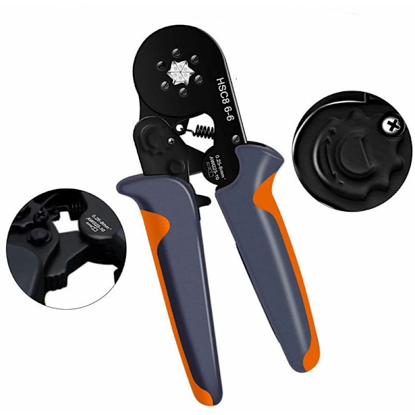 Itsesäätyvät ajattelupihdit räikkävaijerin asettamiseen 0,25–6 mm²/AWG23-10, sisältää 1900 puristusliitintä (harmaa)