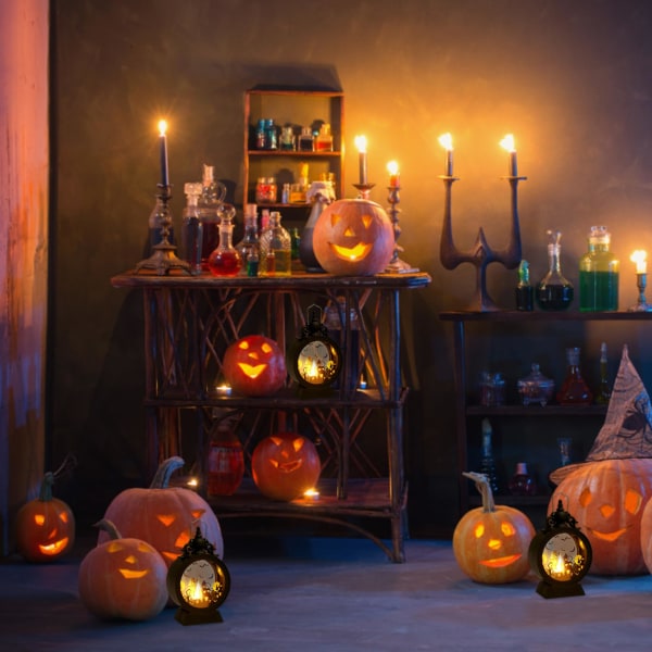 Halloween-kynttilälyhty, Vintage LED-kynttilävalo Mini-lyhty Ulkolyhty Kirkkaalla lasilla Häihin Jouluun, Pöytäkeskipiste Akku (C