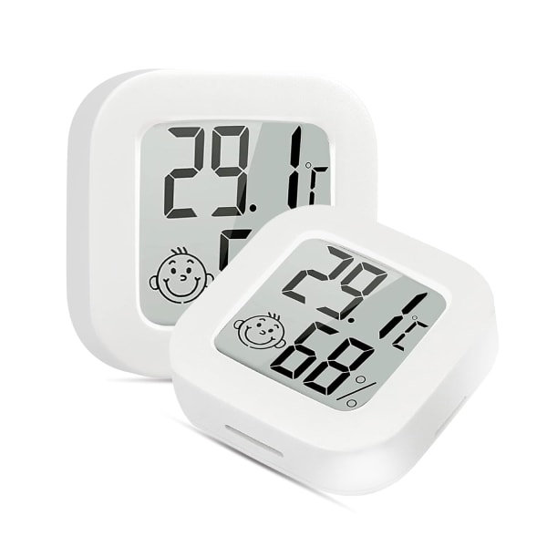 2-pack innendørs termometer digitalt hygrometer bærbar mini temperatur- og fuktighetsmonitor Celsius Fahrenheit Byttbar luftkomfortikon