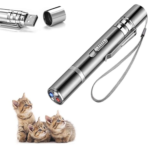 Interaktiivinen lelu laserpointer 7 in 1 Hauska Monimallinen leikki LED-taskulamppu ladattavalla USB:llä