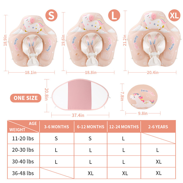 XL-vauvauimurin, vauvauimurin, vauvauima-allasistuin irrotettavalla vauvauimurin kuomulla, puhallettava lasten uimarengas, vauvauima-allaspoiju 3-36 kuukauden ikäisille