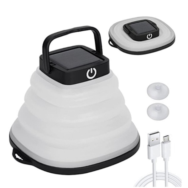 Camping Lygte Lanterne, Solcelledrevet LED Lampe Foldbar LED Lanterne Camping Lys 3 Dæmpningstilstande Lommelygte Camping Lampe til Hjem Camp Vandring Fiskeri