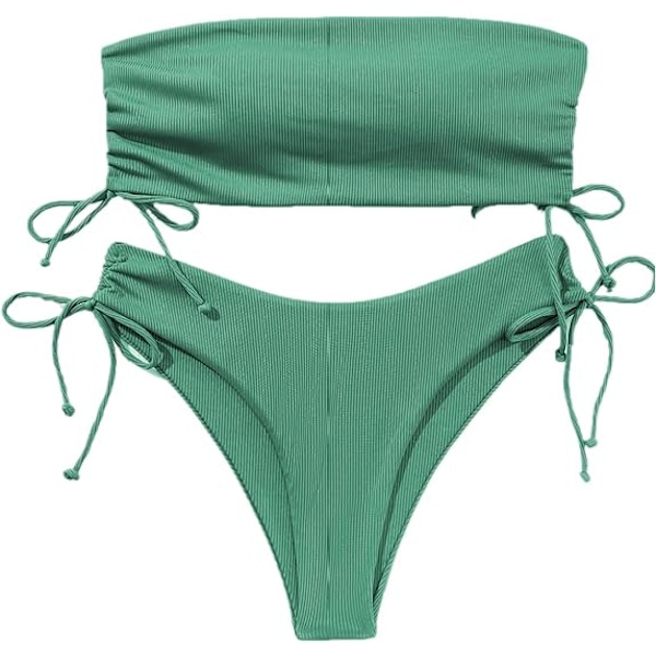 Naisten 2-osainen bandeau-uimapuku, solmittava sivu, ribbineulottu bikinit, S