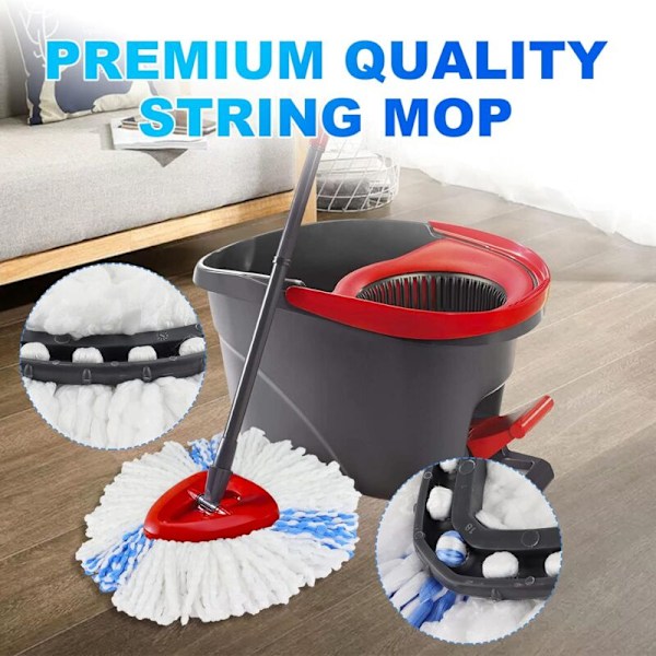 4 Extra Vadrouiller för Vileda Turbo 2 i 1 Easywring & Clean kompatibla med Vadrouille huvudbyteskit o-cedar (6 vit-blå)
