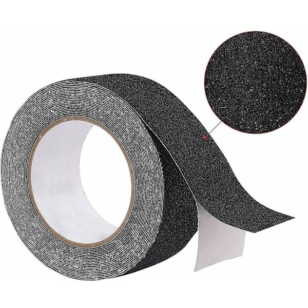 5 cm x 10 m sort tape skridsikker klæbemiddel, skridsikker tape med høj trækkraft, solidt slibende sikkerhedstape til trapper, trin,