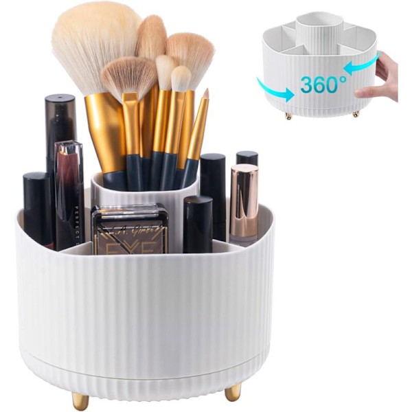 Makeup organizer, 360° drejelig børsteorganisator, multifunktionel kosmetikopbevaring til soveværelsesdekoration, toiletbord, soveværelse, badeværelse