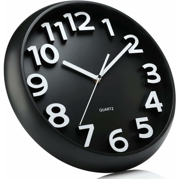 Stort 33 cm vægur, dekorative lydløse kvartsure, moderne stil, fremragende til køkken, stue, soveværelse, kontor. Stort 3D-display, batteri