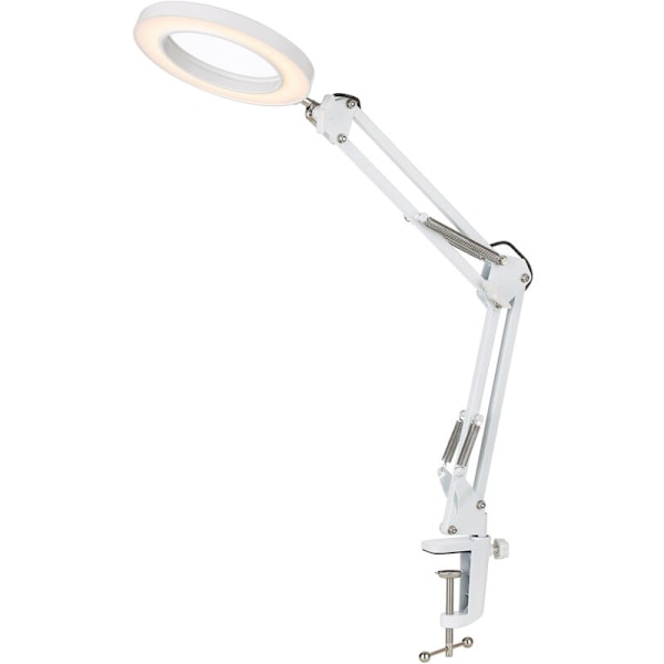 Fleksibel bordlampe med klype og svingarm med variabel intensitet, 3 fargemoduser og 10 lysstyrkenivåer, for lesing, arbeid, studier