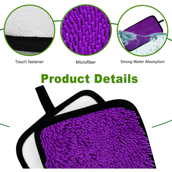 Genanvendelige rengøringspuder kompatible med Swiffer Wet Jet mopper, 4-pak mikrofiber Wet Jet moppe refills til våd og tør brug, erstatningspuder til Swiffer W