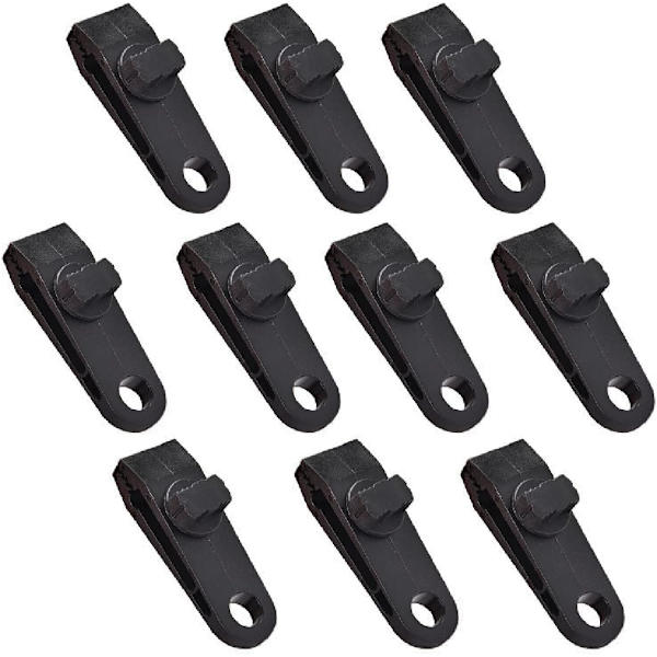 Sort - 12 presenning clips i plast, små hulclips til campingtelte, markiser, haveskyggeklud til udendørsaktiviteter