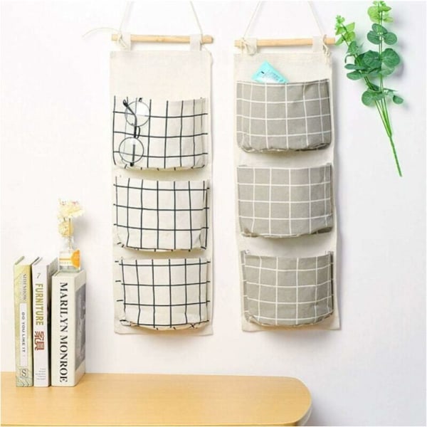 Sett med 3 hengende oppbevaringsposer med 3 lommer Vegghylle i kurv Pout Organizer Pout Organizer For Baderom Kjøkken - Vanntett og Elegant (Svart/Gr