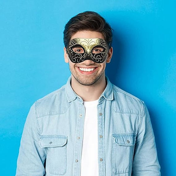2 stk. Gull Venetianske masker, Metall Masquerade masker, Parmasker, Prom, Karneval