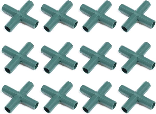 12-pack 16 mm Tunga PVC 4-vägs växthusramkopplingar
