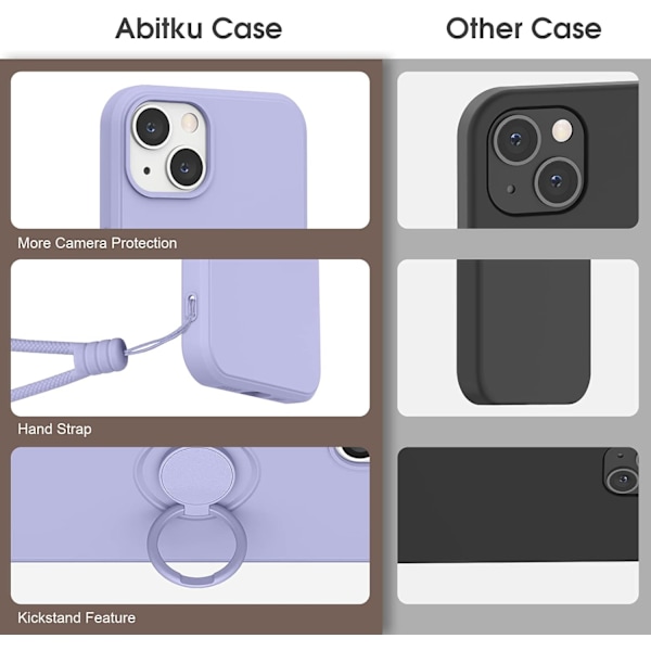Yhteensopiva iPhone 13 -puhelimen suojakuori, lila violetti [sisäänrakennetulla sormuksella]