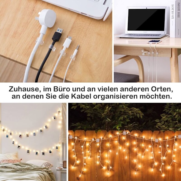 60 st Kabelfästen, Självhäftande kabelfäste för förvaring, automatisk fastsättning, elektrisk kabel, för kabelhantering, transparent