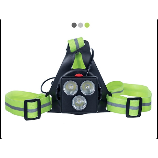 Löparlampa, ultra kraftfull LED-bröstlampa, Uppladdningsbar USB-lampa för bröstet med 3 ljuslägen, Pectoral-lampa med reflexremsor för jogging