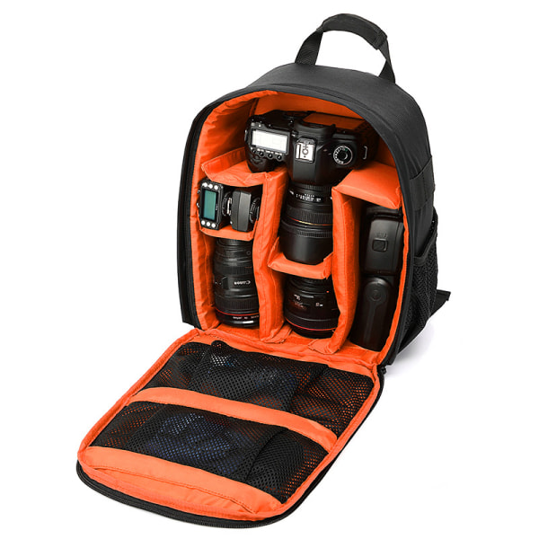 Kameralaukku - oranssi (paitsi kamera), kamerareppu vedenpitävä