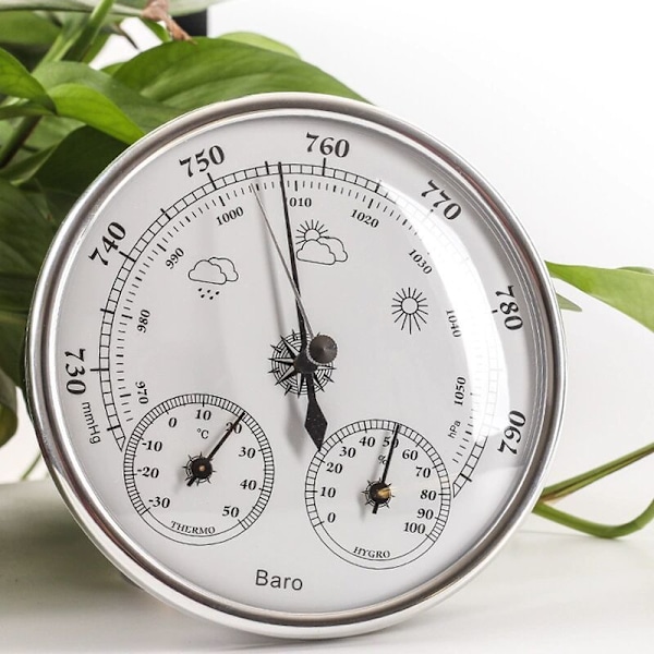 Dial Termometer Hygrometer med 130 mm Termometer Hygrometer og Atmosfærisk Tryk Barometer Termometer Hygrometer med Ramme