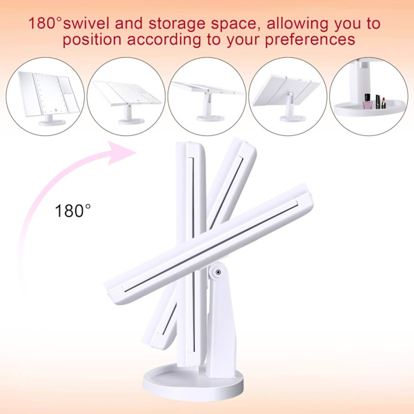 Sminkningsspegel, Nestling Triptych Förstorande Spegel med 22 st LED-lampor, 10X/3X/2X Ljus Spegel med Touch Screen, Dubbel Strömförsörjning, 180° Justerbar