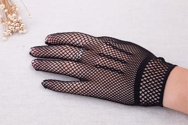 Sorte Fishnet Blondehansker Lange Mesh Hansker