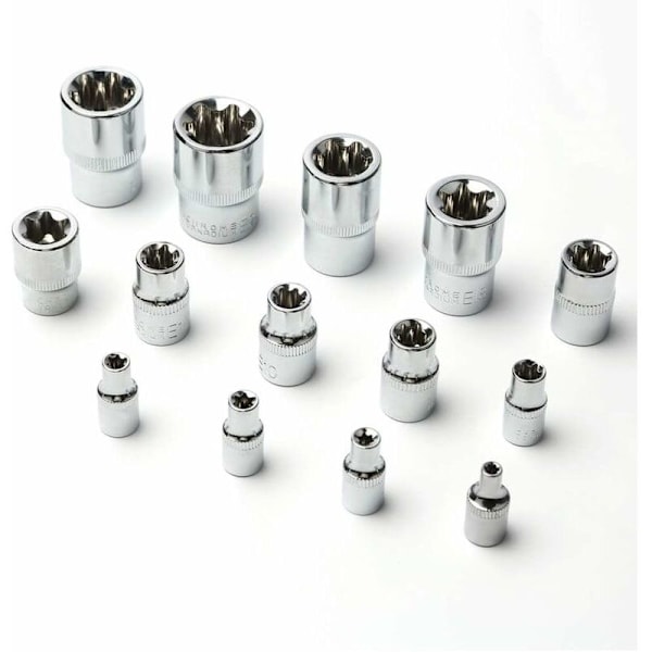 14 Torx -hylsysarja E-tyypin muotoisena, I CLACKET IS CATUILS FORMY FOR PUKS (TORX ulkoinen) E4 - E24