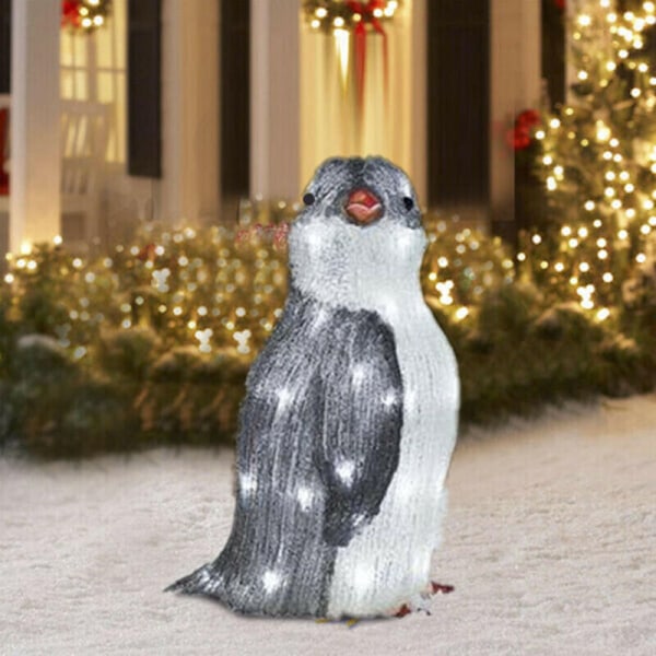 3 stk. Lysende Pingvin Ornament Pingvin Juledekorasjon Julelys Dekor Håndverk Tre Juledekorasjoner Kuler til Juletre Hjem D
