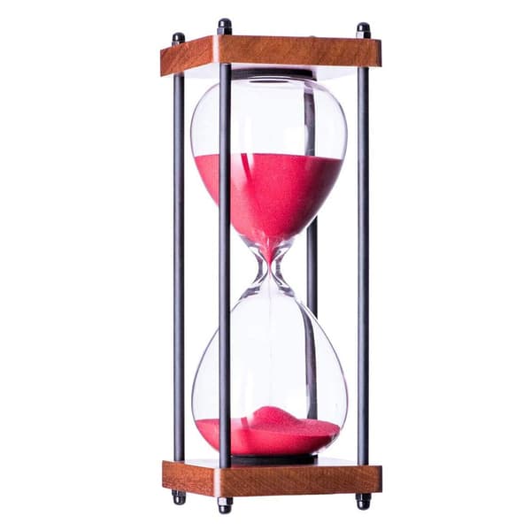 Stor timglas 30 minuter, dekorativ trä timglas, röd