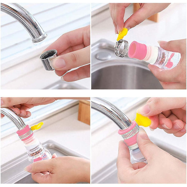 2 st kranförlängare för småbarn, stänksäker kranförlängare, kökskran, diskho, vattenfilterkran (rosa)
