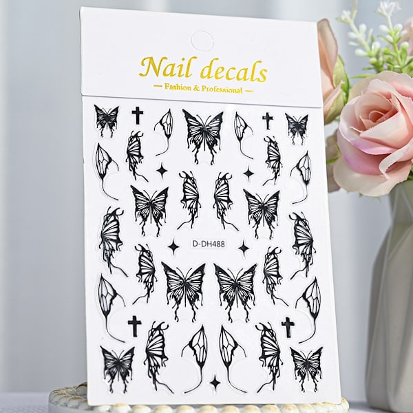 12 ark Nail Art Stickers Decals Selvhæftende Sommerfugl Blad Blomst Nail Art Tilbehør Nail Art Design Dekoration Tilbehør