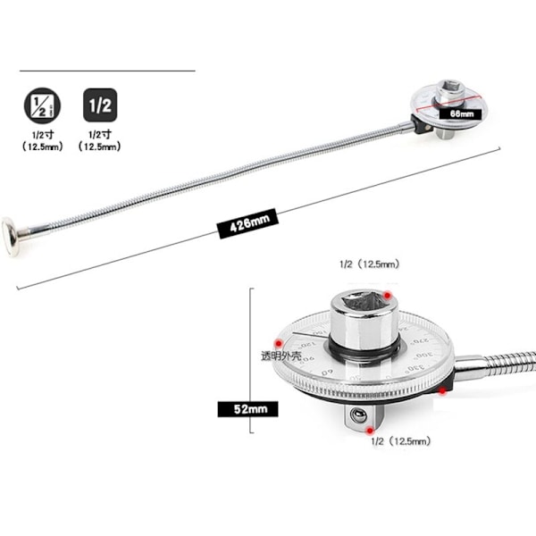 Vinkelstrammenøkkel med magnetisk arm 12,5 mm (1/2 \")