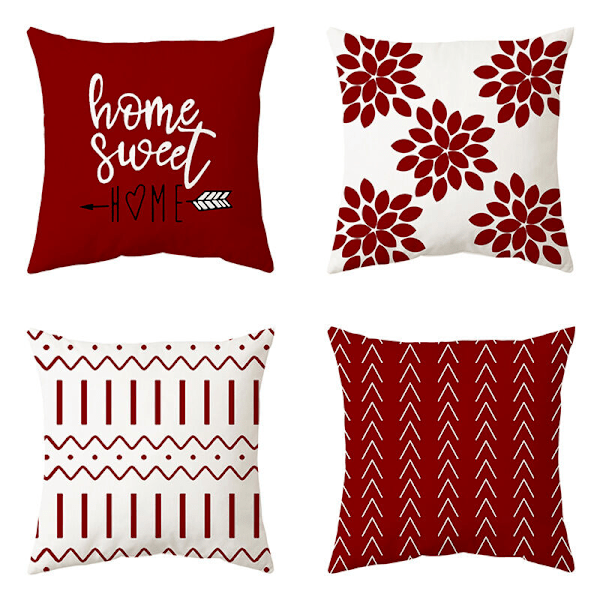 Set med 4 örngott, modernt kuddfodral för soffa, tygörngott för soffa, säng, bil, 45 x 45 cm