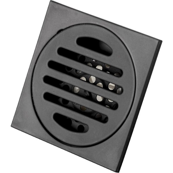 Gulvsluk Badekar Avtakbar Trekksikring Drenering For Baderom Dusj Salle firkantet toalett toalett Croat anti-rust stål rustfritt stål 9.7x9.7 cm svart