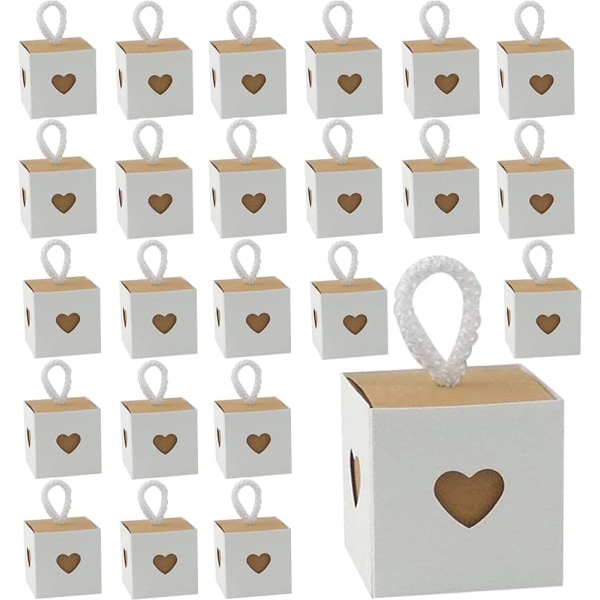 Presentförpackning, 50 st bröllopsfavoritlådor, kartongpresentlåda, tom presentlåda, minismå kraftlåda godislåda för choklad,