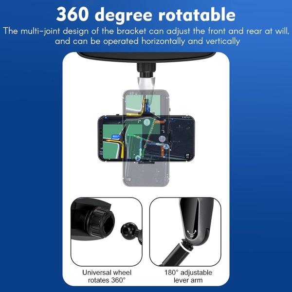 Auton puhelinteline 360° säädettävä puhelinteline