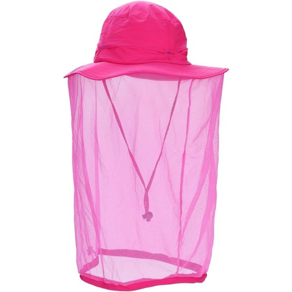 Mosquito net hat (rose) beekeeping cowboy hat insect-proof mesh gauze hat outdoor shrub mask bucket hat UV-proof fly mosquito mosquito fishing garde