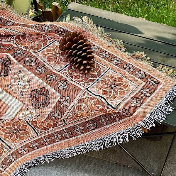 1 stykke 160x130cm Plaid Orange Strikket Dekoreret med Komfortabel Simpel Bøhmisk Bohemia Beskytter mod kulde til Sofa Sofa Hvilestol og Lur
