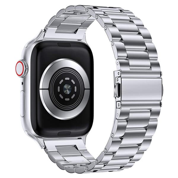 Til Apple Watch-rem, rustfrit stål, Apple Watch-erstatningsrem, længdejustering (sølv) (42/44/45/49MM)
